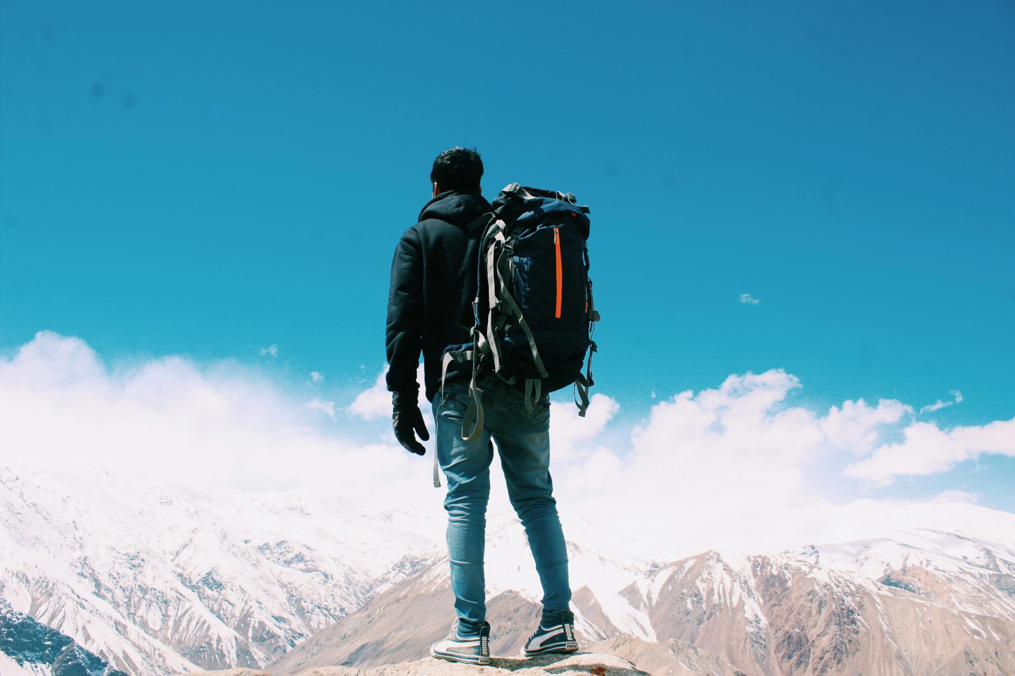 man with a backpack travelling